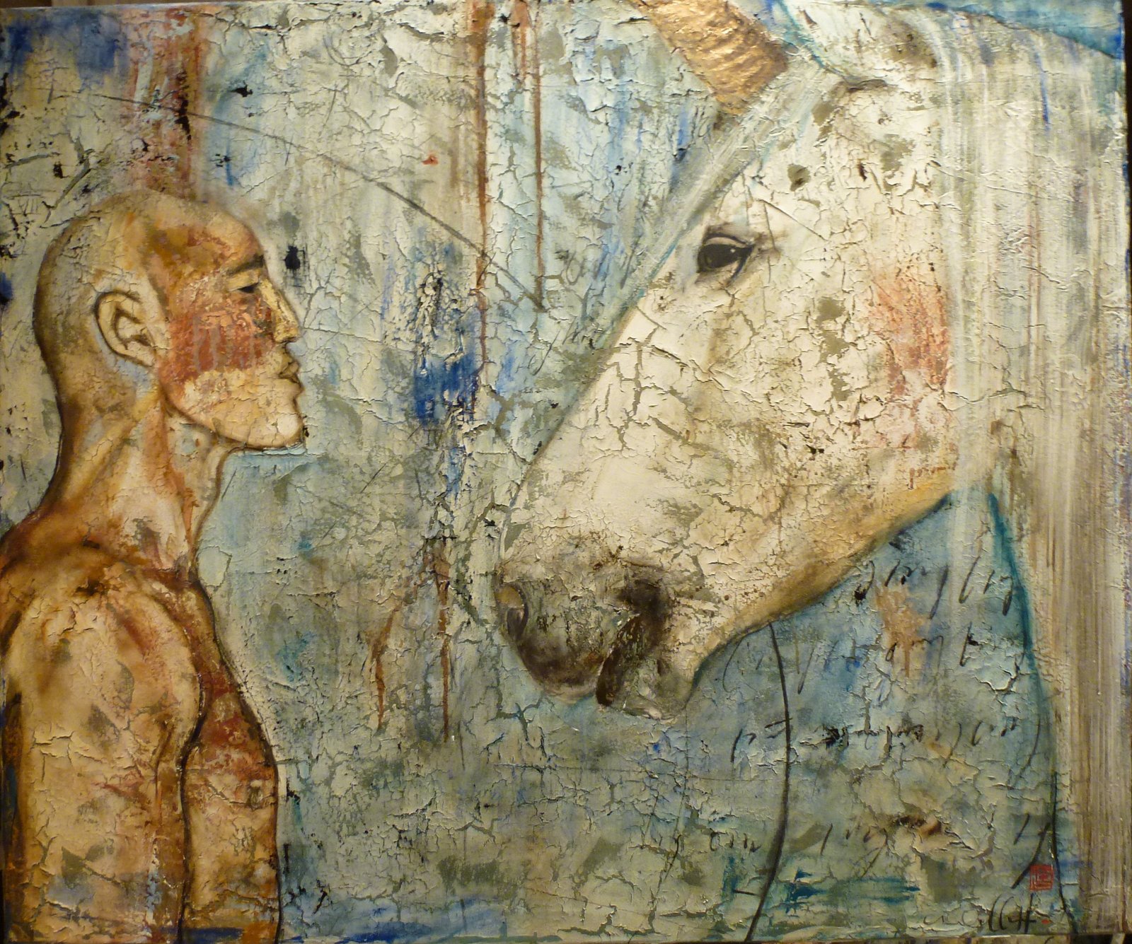 UNICORN MYTH, gesso, oil & mixte